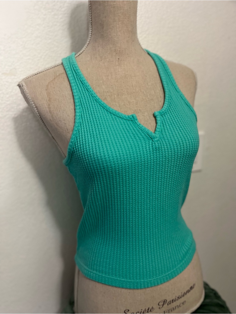 SO Turquoise Ribbed Notch-Neck Tank - Picture 2 of 5